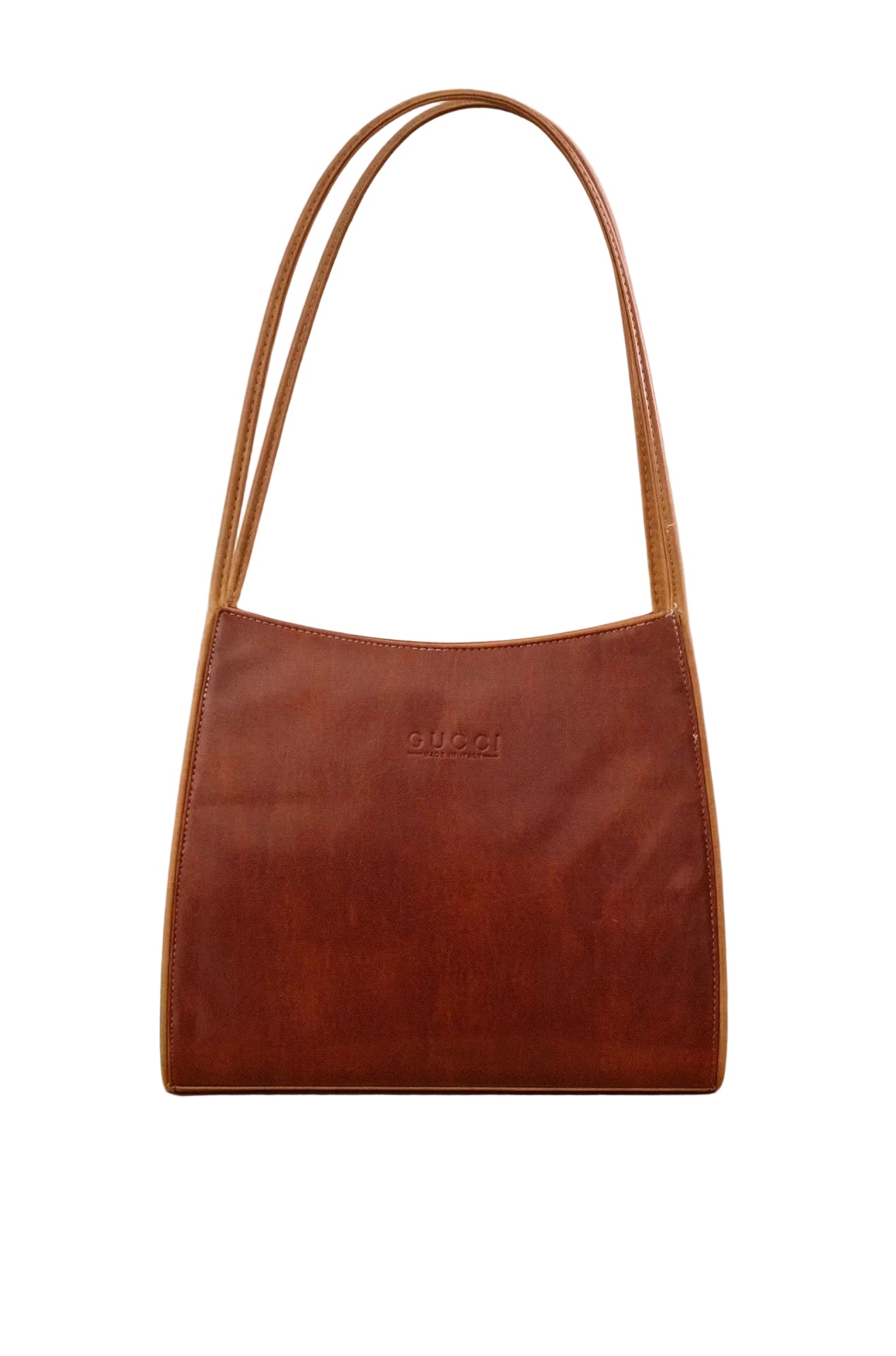 Rare Vintage Gucci Brown Leather Shoulder Bag Made in Italy Circa Late 1980s