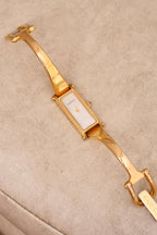 Vintage Gucci 1500L Gold Bangle Watch with White Dial, 90s Quartz