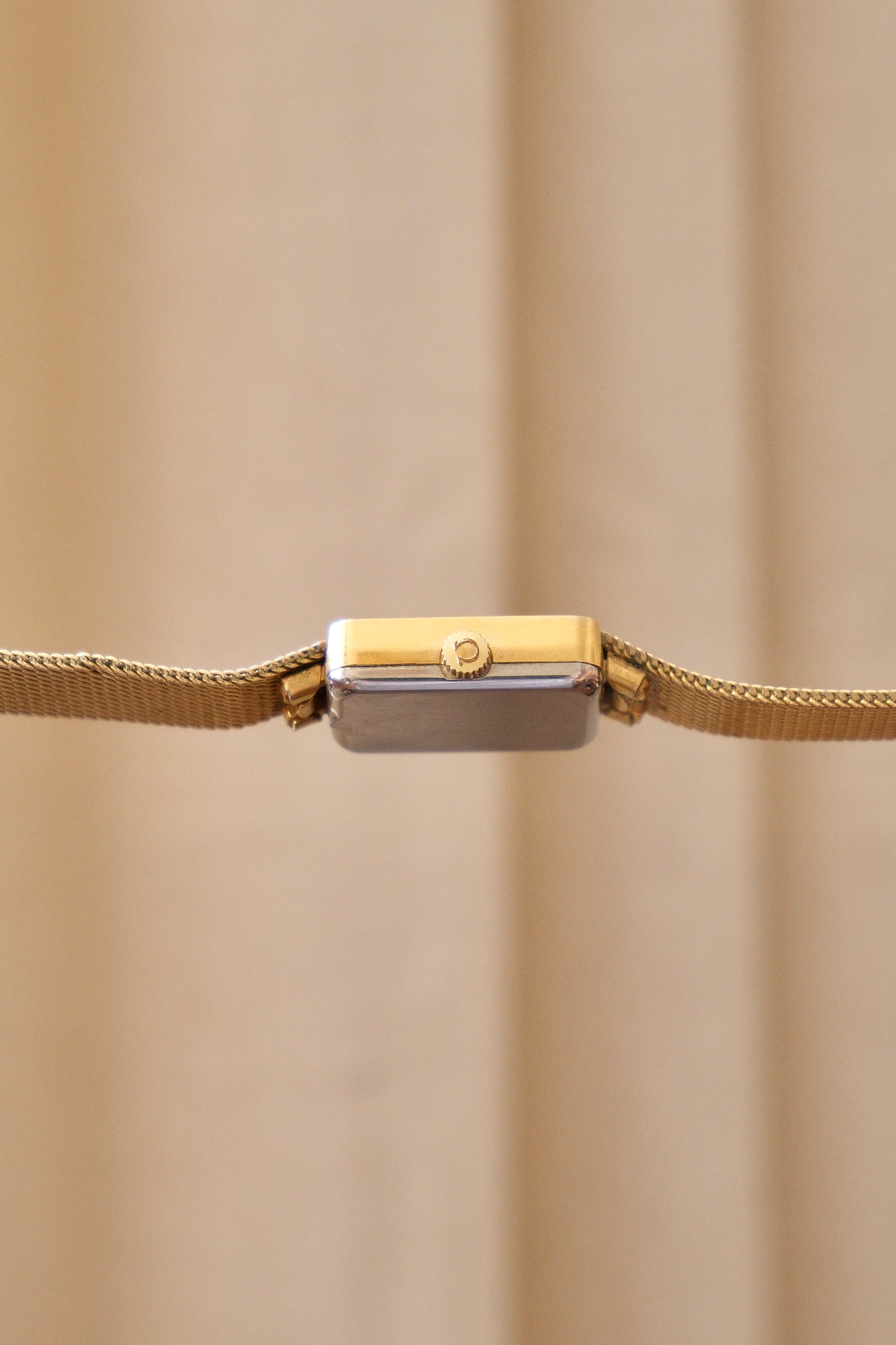1970s Omega De Ville Manual Wind Gold Plated Tank Style Watch Mesh Strap, in Omega Box Working