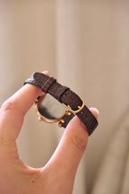 1994 Ladies Burberrys Gold Tone Round Watch with Date Brown Lizard Strap