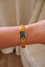 Vintage Women’s Blue Dial Sqaure Face Gold Seiko Watch Working