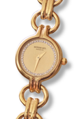 1990s Vintage Ladies 18k Gold Plated Raymond Weil Crystal Accent Dial Watch Working