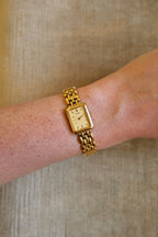Vintage Ladies Seiko V400-6160  Quartz Watch, Gold Plated Link Bracelet Tank Style