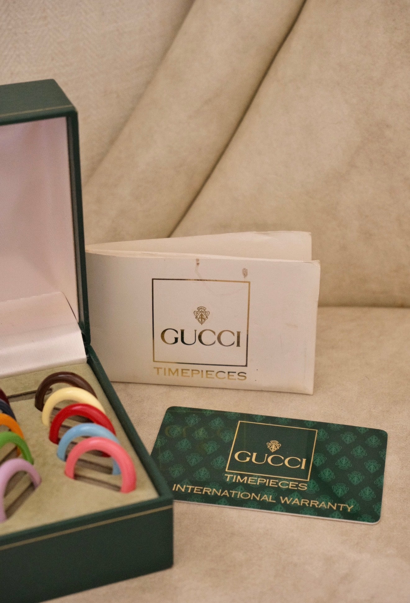 Vintage 1990 Gucci 11/12.2 Interchangeable Bezel Watch Gold Plated Swiss Ladies Watch Original Box