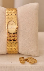 Vintage 1990s Christian Dior Paris Gold Tone Bracelet Watch Swiss Made Quartz Minimal Oval Dial Working