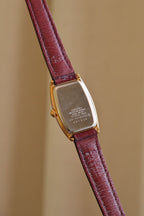 Near Mint Vintage 90s Seiko Noie Baignoire Style Burgendy Leather Strap Watch Working