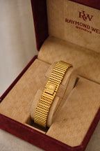 Rare Vintage Ladies 18k Gold Plated Raymond Weil Tank Watch in Box