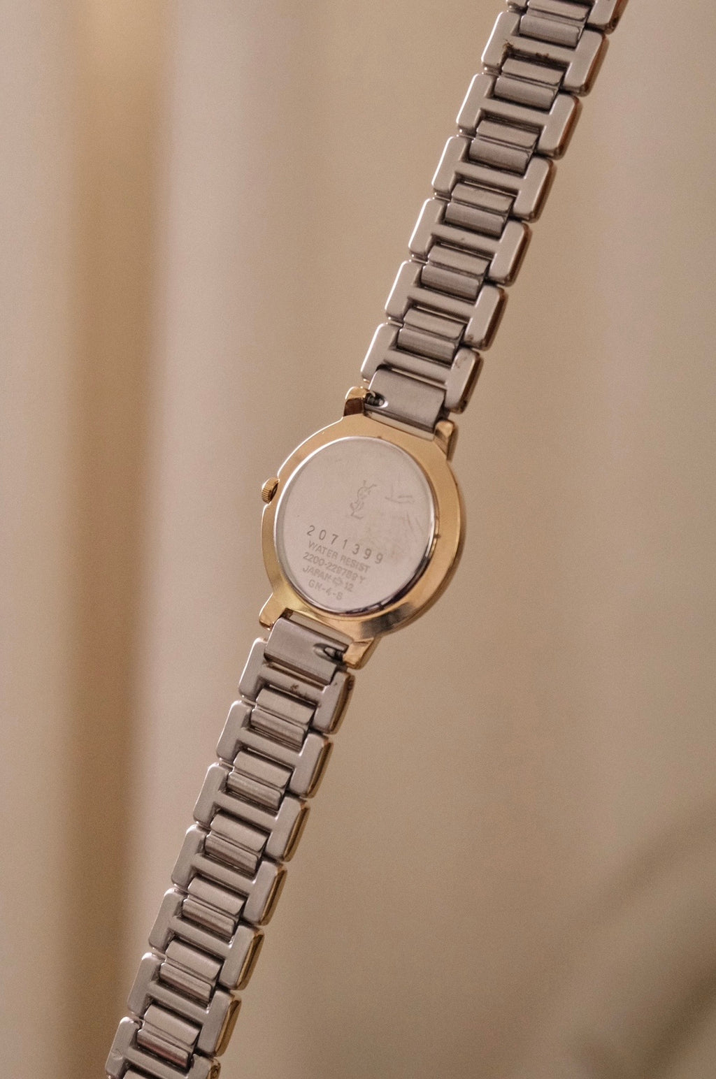 Vintage YSL Ladies Dual Tone Black Dial Watch Working