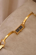 Vintage Ladies 1500L Gold Gucci Horsebit Watch with Black Dial in Box