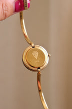 Vintage Gucci 1100L Gold Plated Interchangeable Watch with Black Bezel White Dial