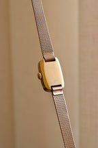 Vintage Bulova Ladies Watch 1950s Gold Plated Rectangular Swiss Manual Wind Mesh Bracelet