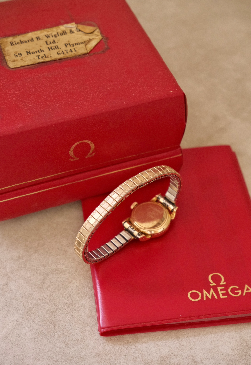 Vintage 9ct Gold Omega Ladies Watch, Mechanical Movement, Original Box