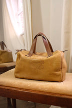 Vintage Loewe Brown Leather Boston Bag Spanish Luxury Top Handle Handbag