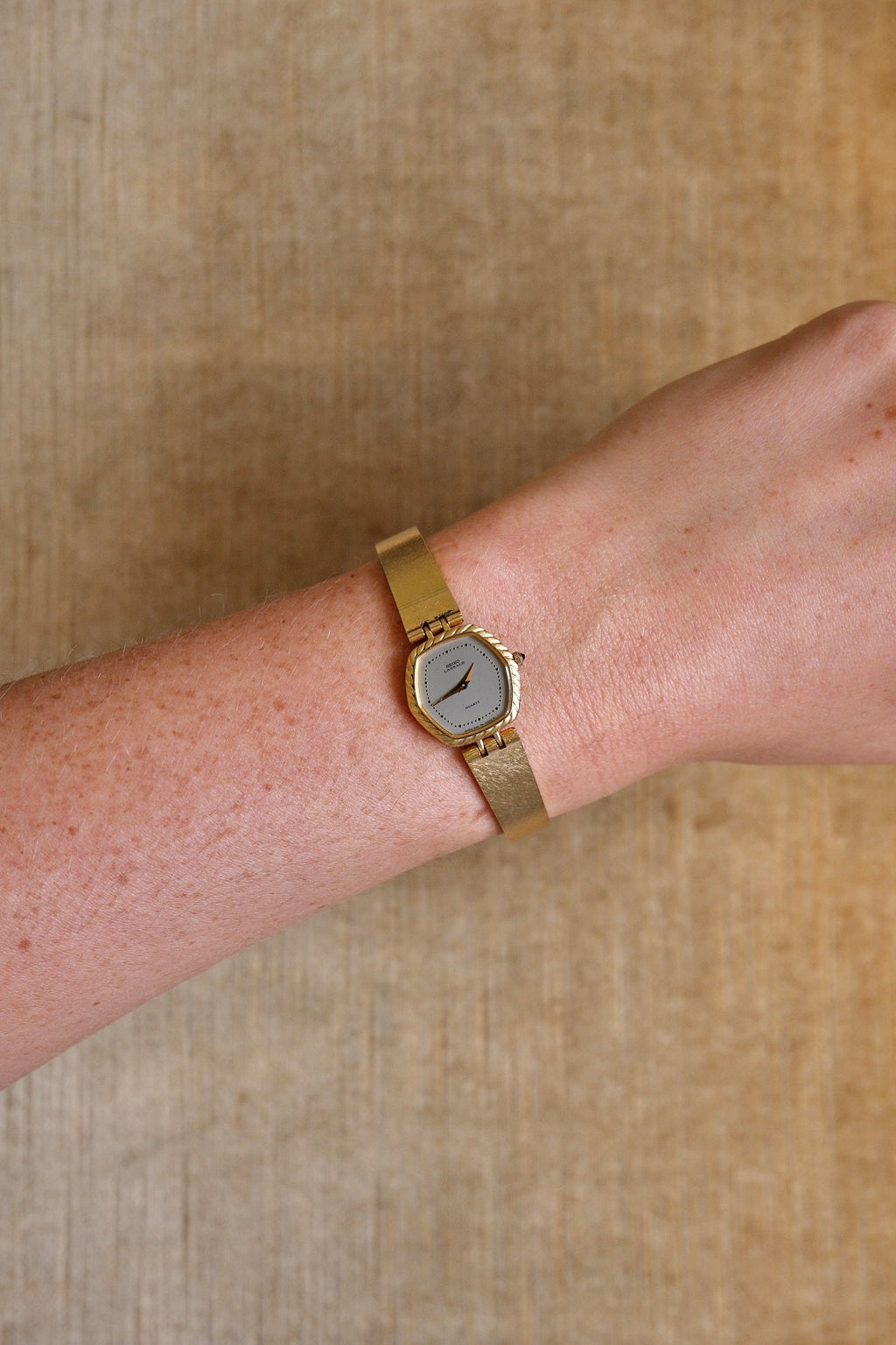 Rare Slim 90s Ladies Seiko Lassale Gold Watch and Cabochon Crown