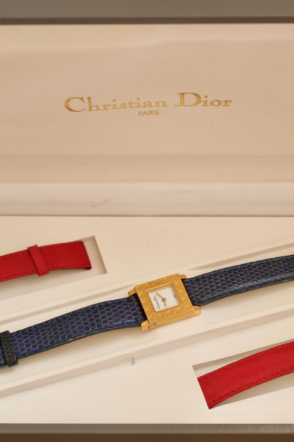 Vintage Christian Dior La Parisienne Gold-Plated Watch | Two Straps Box & Papers
