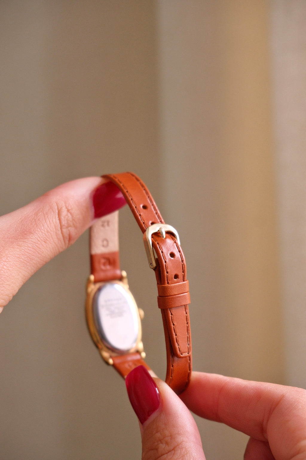 Vintage Ladies Seiko Noie Oval ‘Baignoire’ Style Leather Strap Gold Watch Working