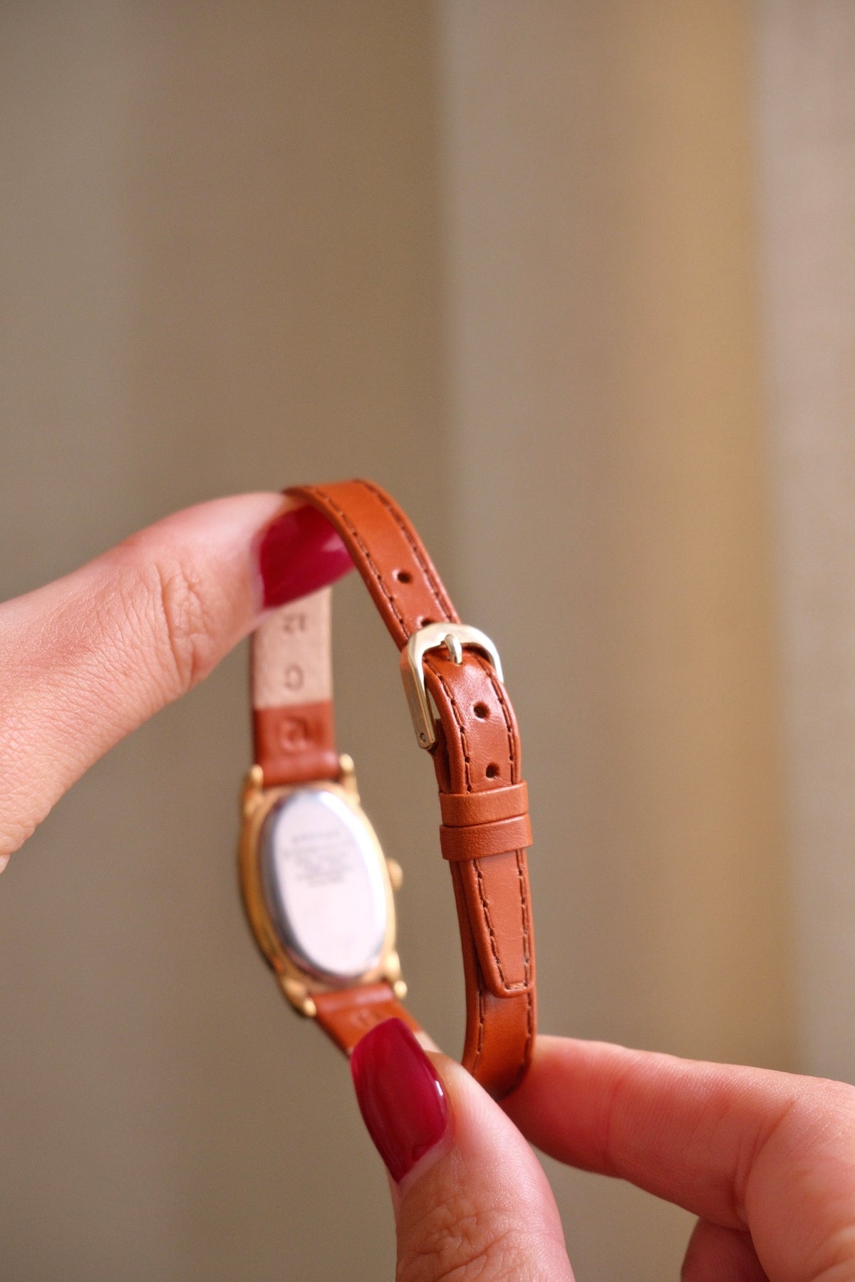 Vintage Ladies Seiko Noie Oval ‘Baignoire’ Style Leather Strap Gold Watch Working