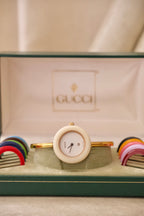 RARE Vintage Gucci Interchangeable Bezel Watch FULL SET with Box Working