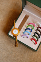 Rare Vintage Gucci 11/12.2 Gold Plated Interchangeable Bezel Bangle Watch in Box