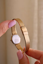 Rare Slim 90s Ladies Seiko Lassale Gold Watch and Cabochon Crown