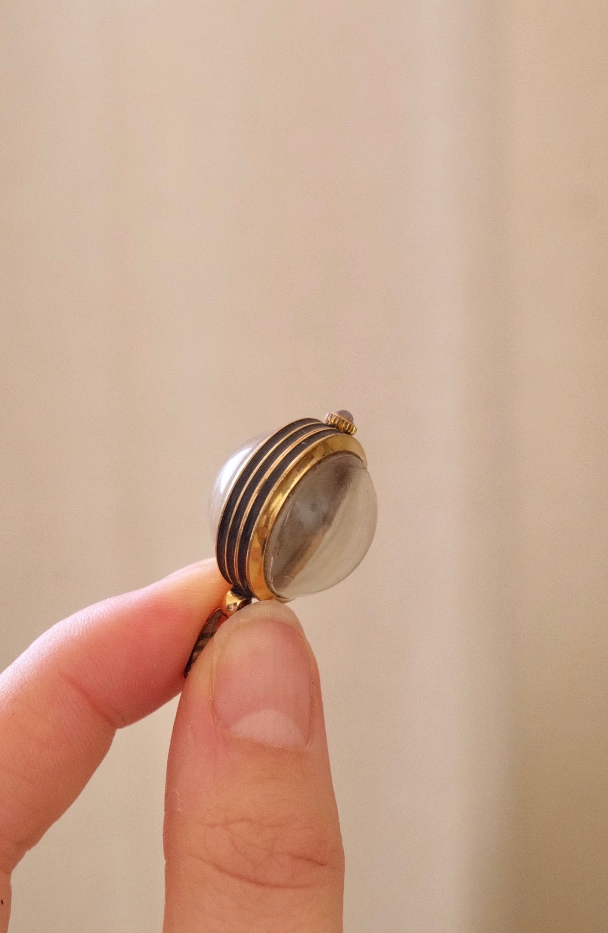 Early 80s Gucci Gold Plated Sphere Pendant Watch Manual Wind, Working