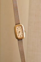 Vintage Bulova Ladies Watch 1950s Gold Plated Rectangular Swiss Manual Wind Mesh Bracelet