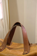 Vintage Loewe Brown Leather Boston Bag Spanish Luxury Top Handle Handbag