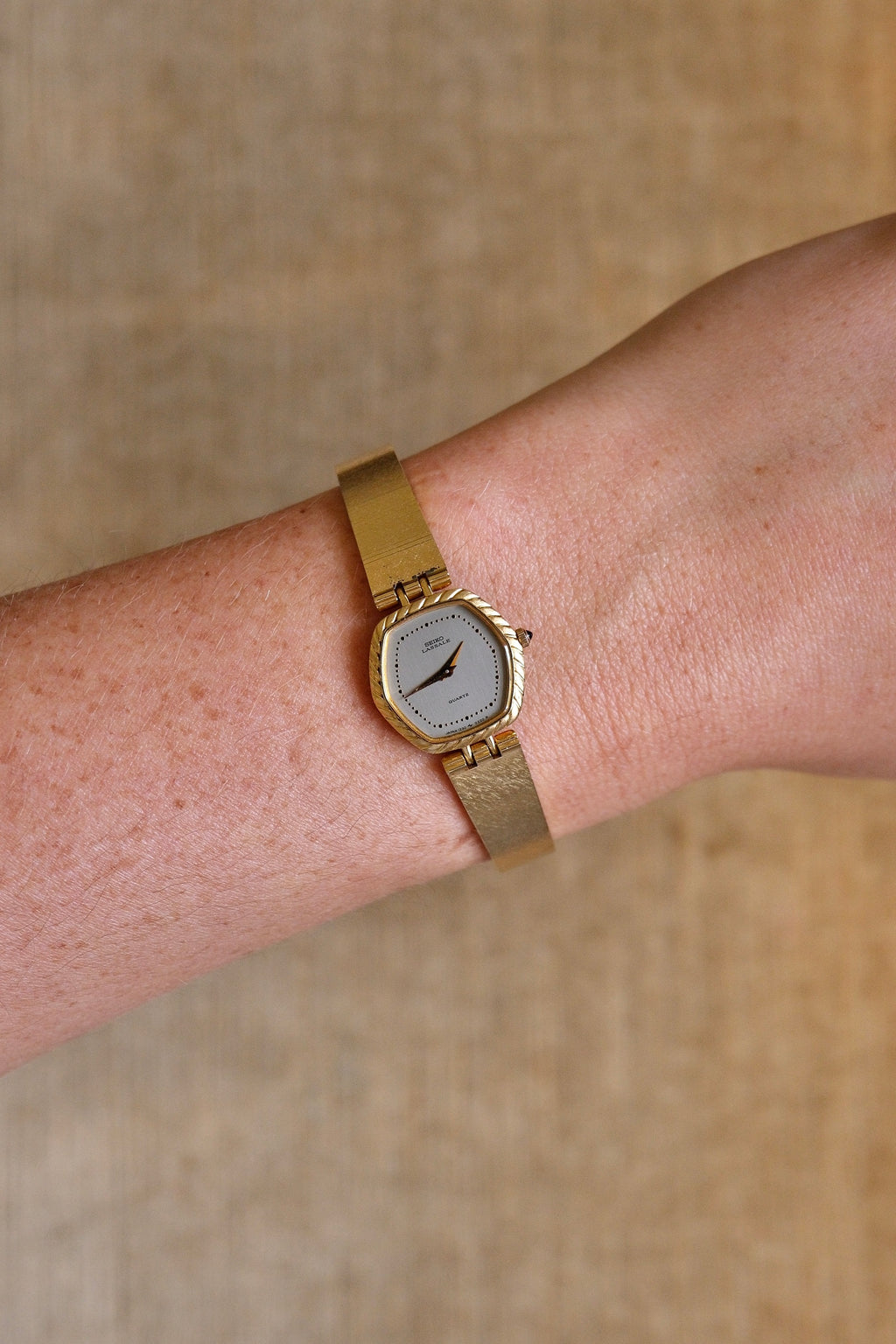 Rare Slim 90s Ladies Seiko Lassale Gold Watch and Cabochon Crown