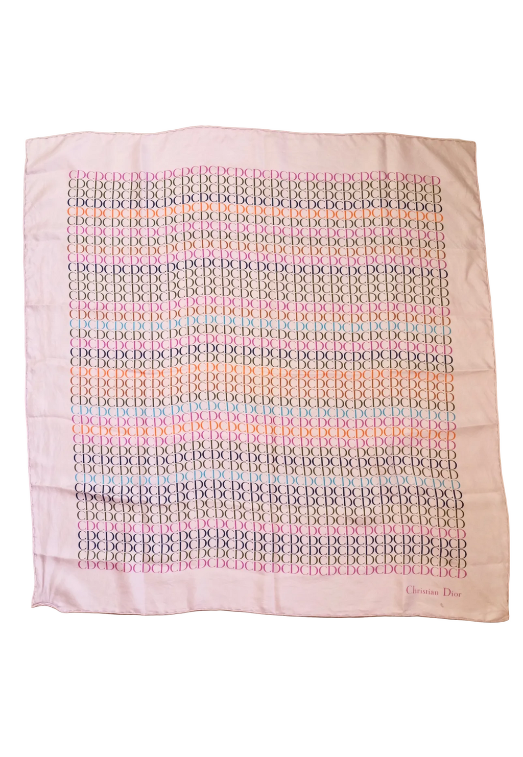 1970s Vintage Christian Dior CD Silk Scarf