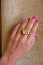 Rare 1970s Vintage Seiko Gold Mechanical Ring Watch Adjustbale Size Geometric Design