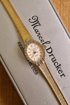 Rare Vintage 80s Marcel Drucker Oval Diamond Gold Cocktail Watch with Box & Papers