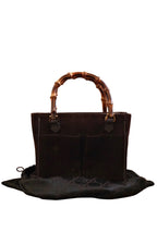 Vintage Gucci Bamboo Tote Bag Brown Suede with Bamboo Handles Circa 1980s