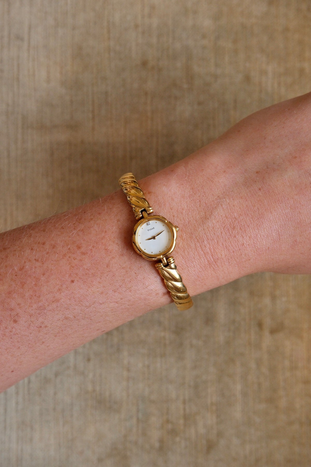 Rare 90s Petite Seiko Tisse Gold Ladies Bangle Watch