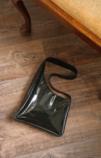 1980s Prada Dark Green Patent Leather Asim Shoulder Bag