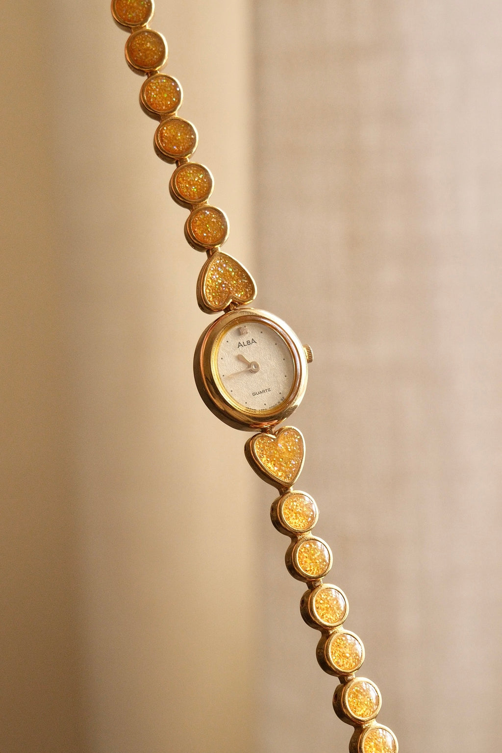 Rare 90s Vintage Gold Alba Seiko Heart Quartz Watch Working