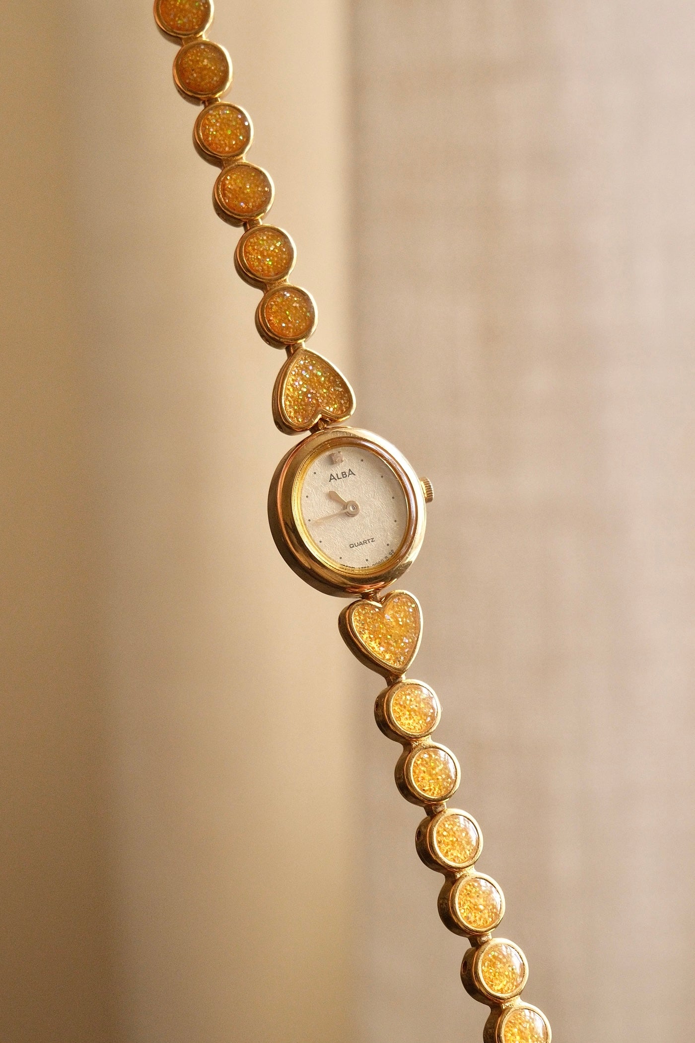 Rare 90s Vintage Gold Alba Seiko Heart Quartz Watch Working