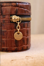Brahmin Genuine Leather Travel Jewellery Case – Brown Croc Embossed