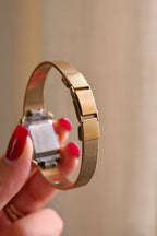 Rare 1980s Ladies Gold Plater Seiko Tank Watch with Roman Numeral Dial