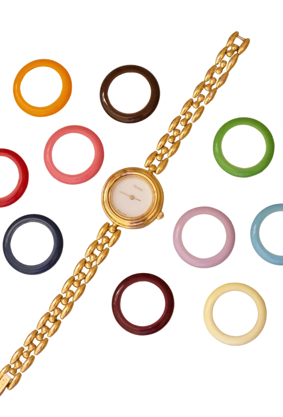 Vintage 1990 Gucci 11/12.2 Interchangeable Bezel Watch Gold Plated Swiss Ladies Watch Original Box