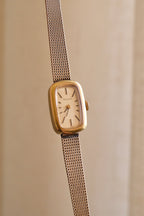 Vintage Bulova Ladies Watch 1950s Gold Plated Rectangular Swiss Manual Wind Mesh Bracelet