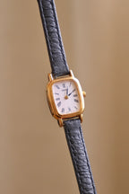 Vintage Ladies Gold Tank Seiko Watch with Leather Strap in Box