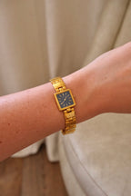 Vintage Women’s Blue Dial Sqaure Face Gold Seiko Watch Working