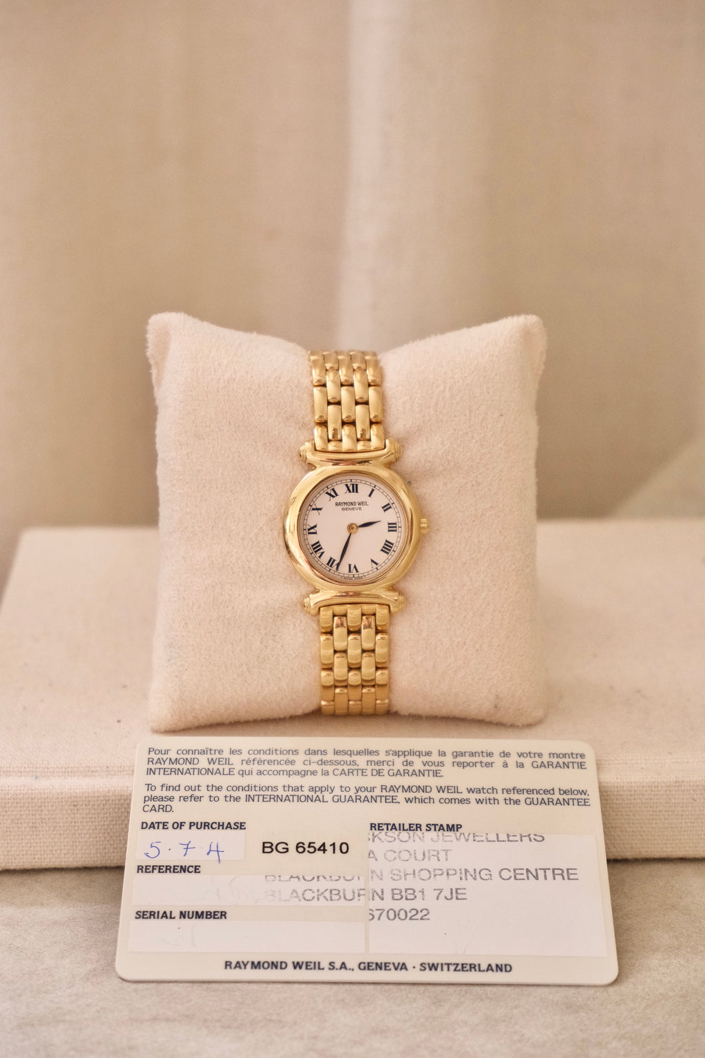 Vintage Women’s 18k Gold Plated Raymond Weil Watch