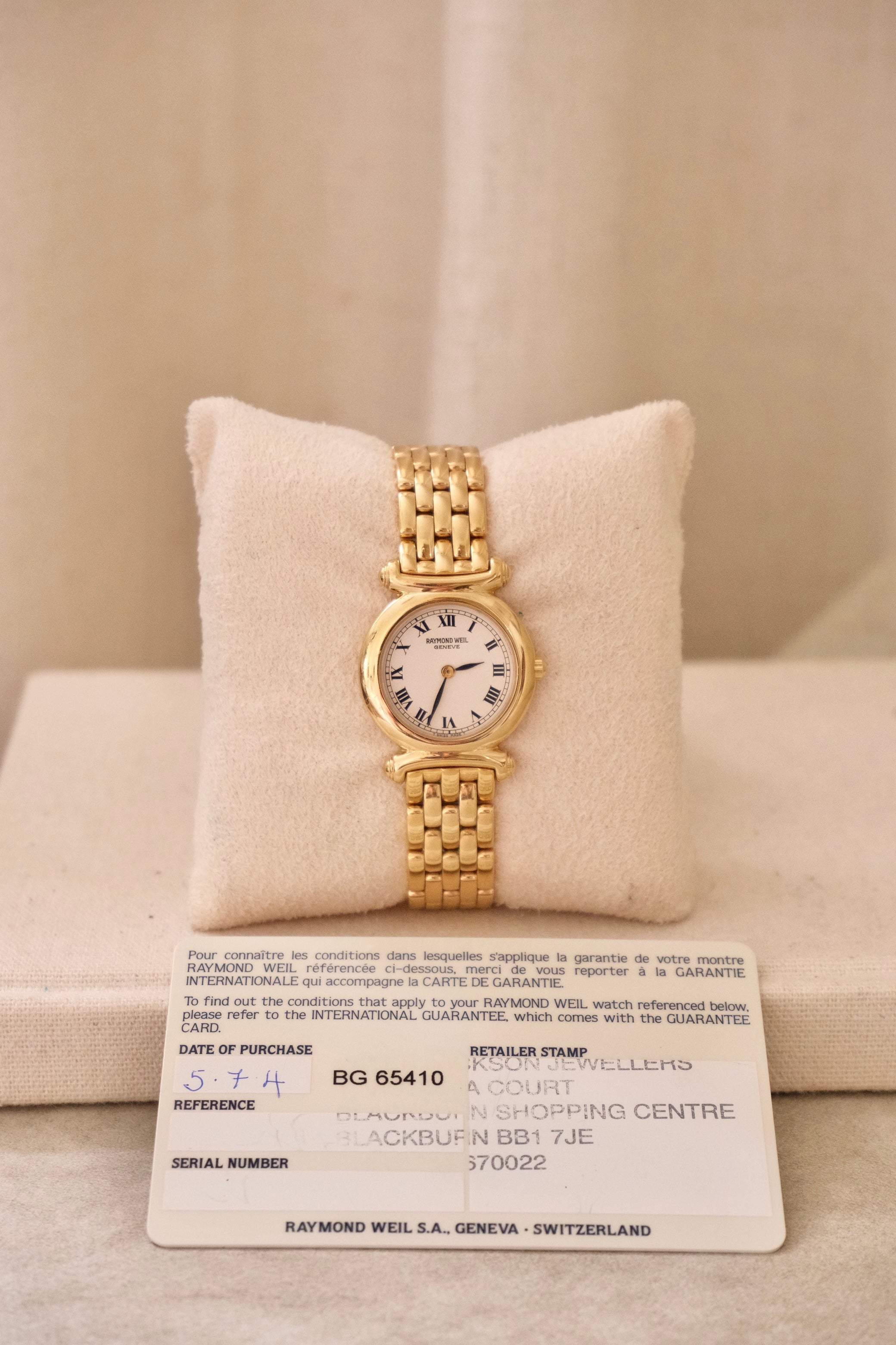 Vintage Women’s 18k Gold Plated Raymond Weil Watch