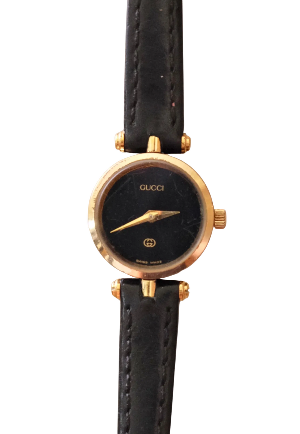 1990s Ladies Vintage 2000L Gucci Gold Leather Wristwatch Working