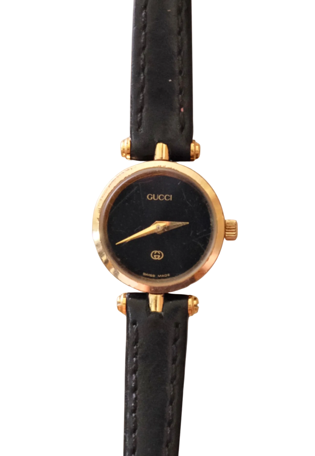 1990s Ladies Vintage 2000L Gucci Gold Leather Wristwatch Working