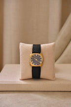 Unisex Ladies Mens Vintage 18k Gold Plated Black Leather Strap Raymond Weil Watch Working