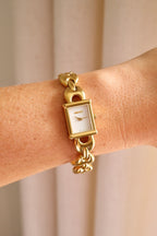 Vintage Gucci 1800L Watch Gold Plated Marina Link Bracelet Working