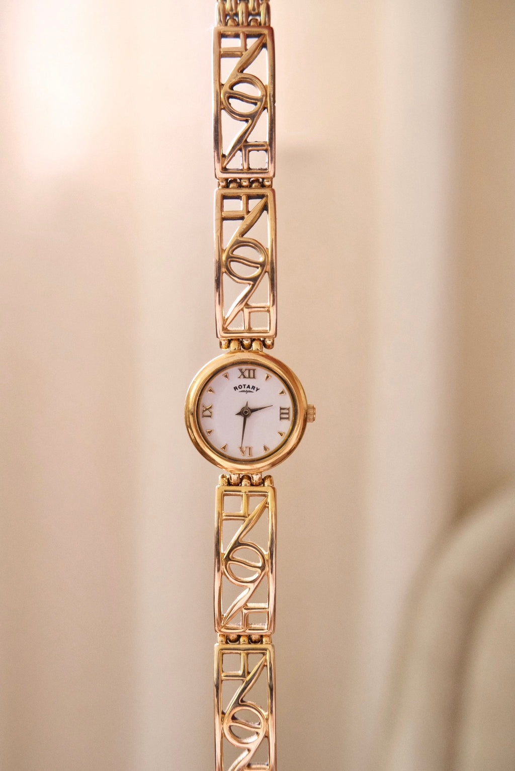 90s Rotary Vintage Ladies Gold Watch Fancy Links Working