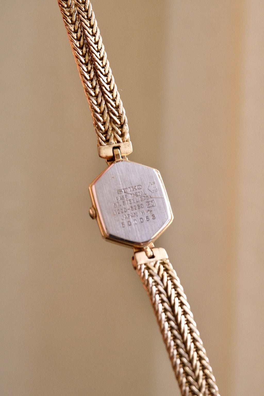 Rare 80s Gold-Plated Seiko Jewellery Quartz Watch with Hexagon Dial